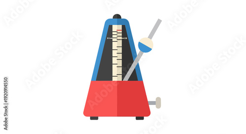 Metronome Vector Illustration, Flat Design, Music Tempo Tool, Isolated Graphic, Rhythm Device