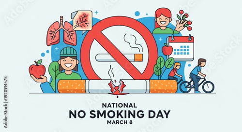 National no smoking day illustration with healthy lifestyle icons