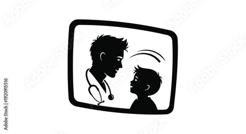 doctor and child conversation on tv screen