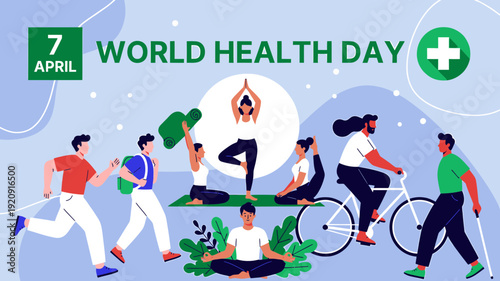Healthy People Exercising on World Health Day