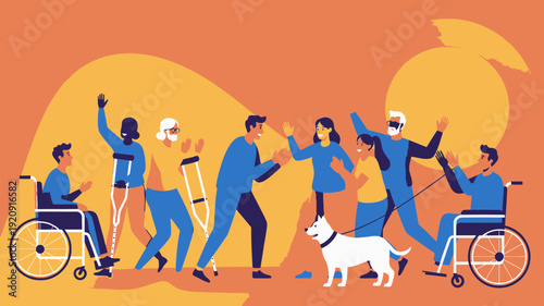 Diverse People with Disabilities Celebrating