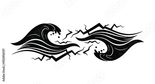 Tattoo-style wave crash illustration