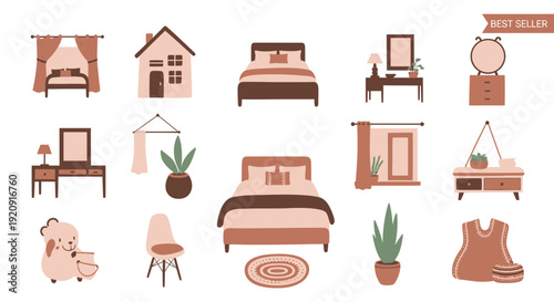 Bedroom Furniture Icons Set
