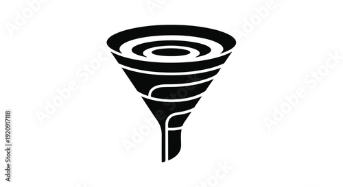 Black funnel icon with white lines on white background