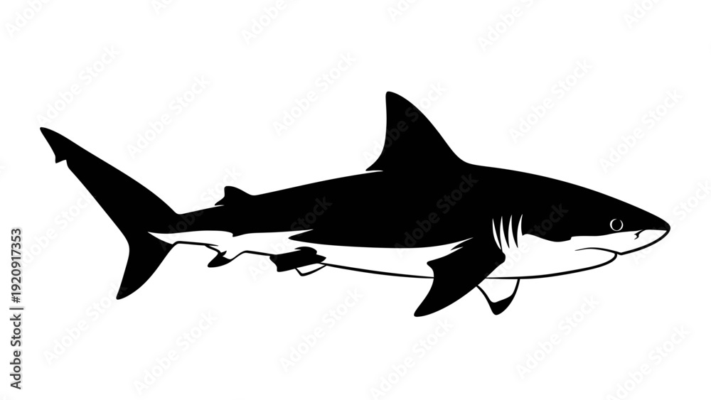 Obraz premium Black Silhouette of a Shark