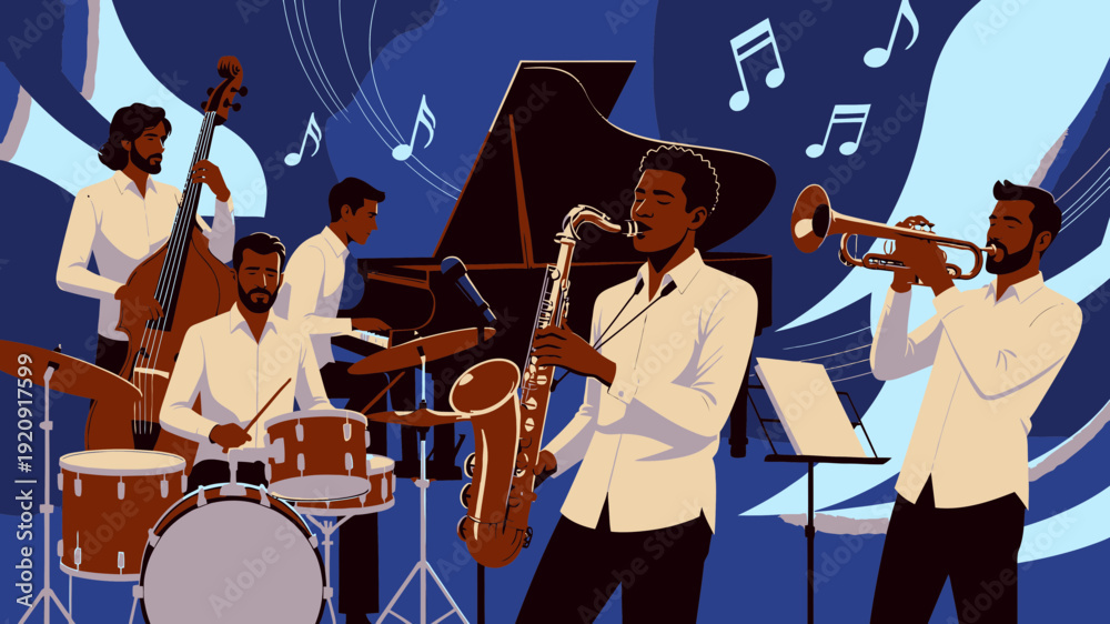 Fototapeta premium Jazz Band Performing Together