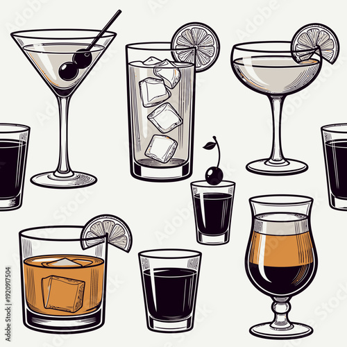 Cocktail Glasses and Drinks