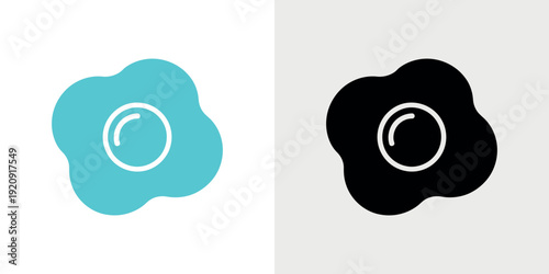 Abstract blue and black cloud shapes with white circles
