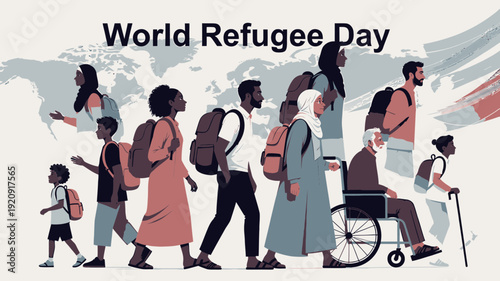 Diverse Refugees Walking Together