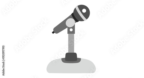 Microphone Vector Illustration, Flat Design for Podcast, Recording, Audio Production, Studio