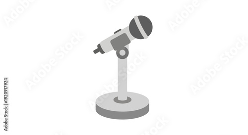 Microphone Image, Vector Illustration, Flat Design, Podcast, Recording Studio, Audio Equipment