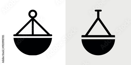 Two black and white hanging baskets with handles