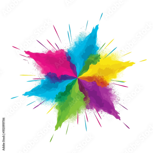 Vibrant colors exploding in a dynamic splash, creating a mesmerizing display of artistry and energy from a centered viewpoint.