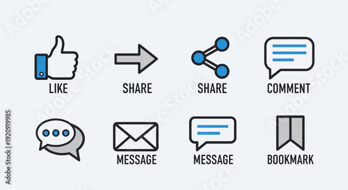 Social Media Interface Icon Collection