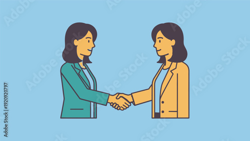 Two Women Shaking Hands Illustration.