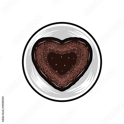 heart-shaped chocolate brownies vector illustration