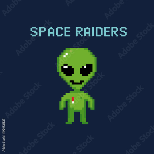 8bit Detail Alien Character for Arcade Game Asset Illustration