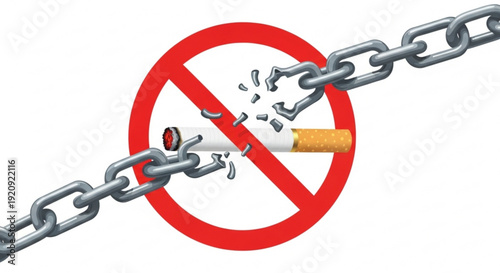 Breaking free from smoking addiction with a cigarette and chain