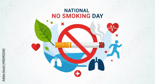 National no smoking day campaign poster with cigarette ban symbol
