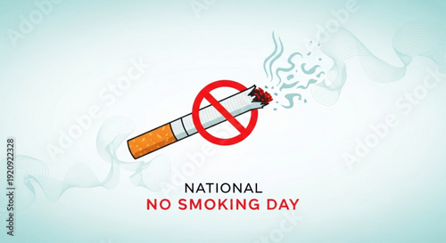 National no smoking day illustration with cigarette and red prohibition sign