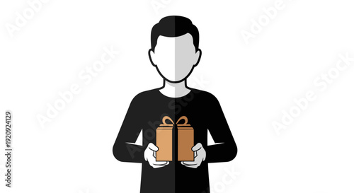 Illustration Of A Half Body Man Holding A Gift Box For Special Birthday Moments