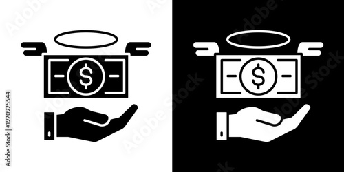 Cash Deposit  Icon Set White Glyph Style Collection
