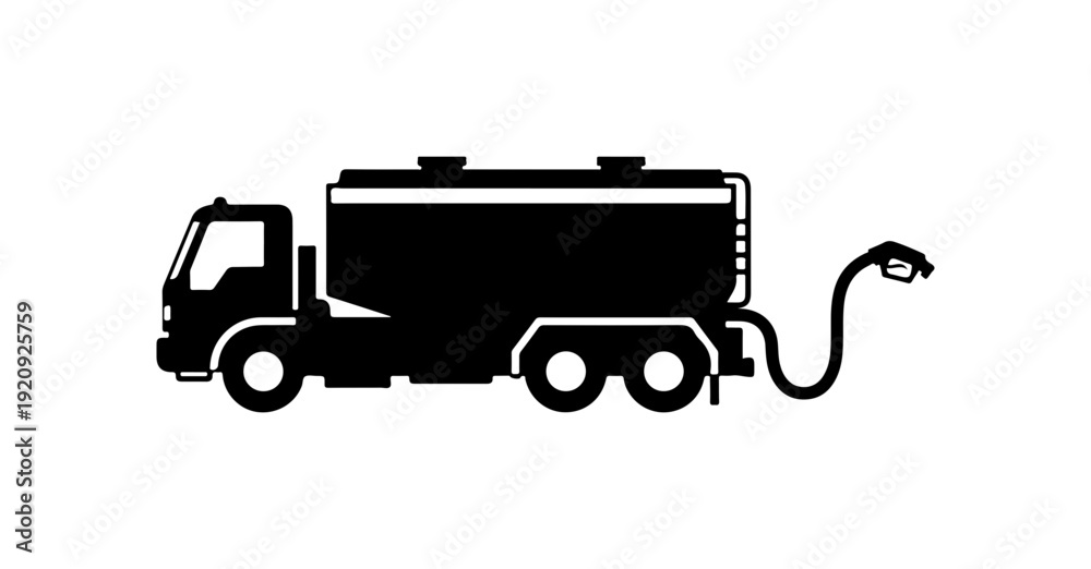 Fototapeta premium Fuel Tanker Truck Vector Silhouette