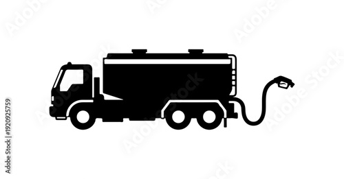 Fuel Tanker Truck Vector Silhouette