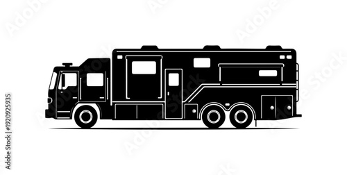Black Vector RV and Tow Truck Silhouette