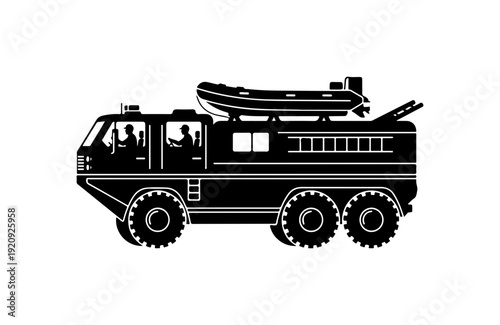 Black Vector Fire Truck Silhouette SVG