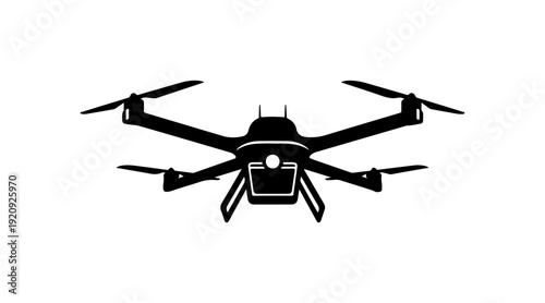 Modern Hexacopter Drone Vector Silhouette