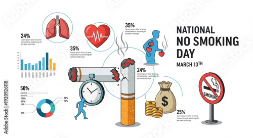 National no smoking day march 12th infographic illustration