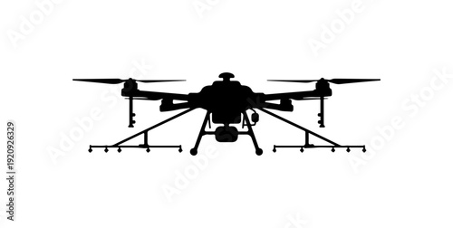 Hexacopter Drone Vector Silhouette