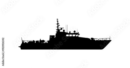 Military Patrol Ship Vector Silhouette