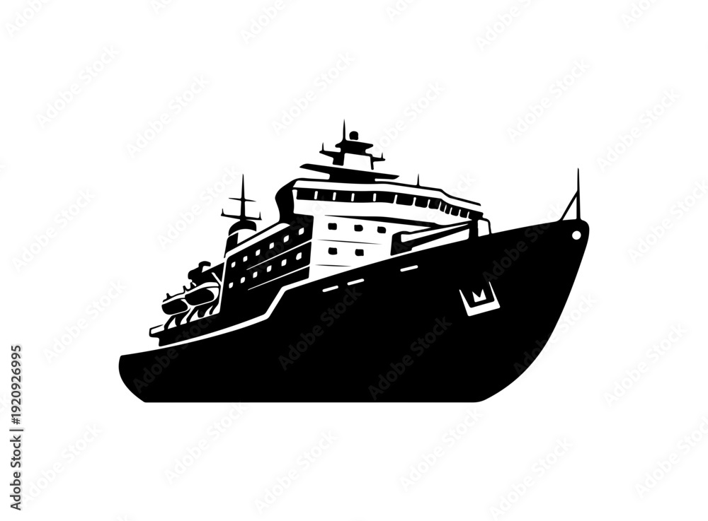 Obraz premium Modern Cruise Ship Vector Silhouette