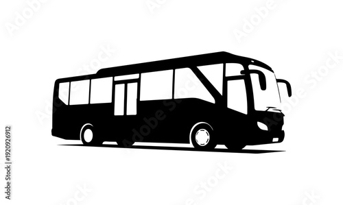 Black Vector Coach Bus Silhouette