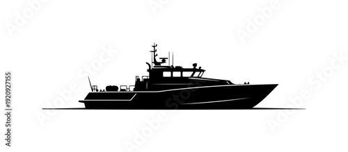 Modern Patrol Boat Vector Silhouette