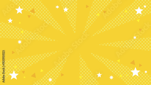 赤の放射状ポップ背景イラスト｜星と紙吹雪のイベントデザイン素材