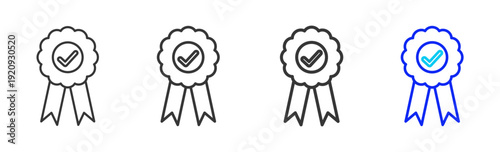 Official Check Icon Set Collection Creative Outline Style for Standard Operating Process with Multiple Thickness Variations and Professional Visual Design