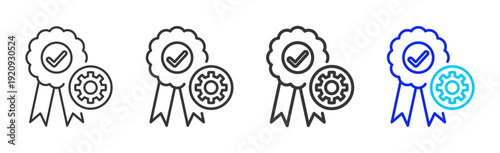 Certified Flow Icon Set Collection Creative Outline Style for Standard Operating Process with Multiple Thickness Variations and Professional Visual Design