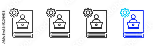 Learning Gear Icon Set Collection Creative Outline Style for Standard Operating Process with Multiple Thickness Variations and Professional Visual Design