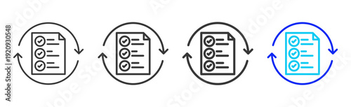 Cycle Proof Icon Set Collection Creative Outline Style for Standard Operating Process with Multiple Thickness Variations and Professional Visual Design