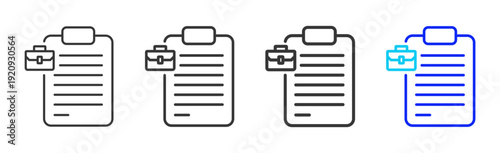 Work Case Icon Set Collection Creative Outline Style for Standard Operating Process with Multiple Thickness Variations and Professional Visual Design