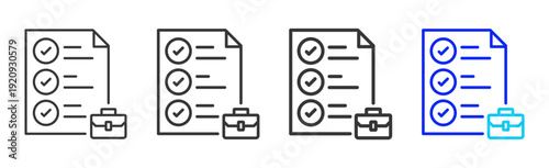 Document Case Icon Set Collection Creative Outline Style for Standard Operating Process with Multiple Thickness Variations and Professional Visual Design