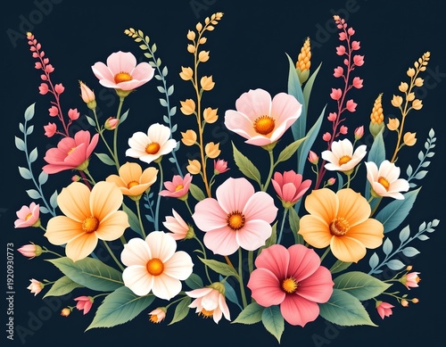 Vibrant Wildflowers Portrait Warm Pastel Tones