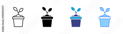 Plant icon set multiple style collection