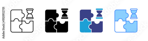 Puzzle icon set multiple style collection