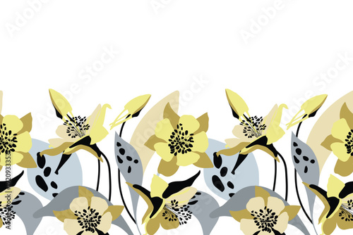 Vector floral seamless pattern, border