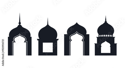 Collection of Islamic Arch and Dome Silhouettes for Architectural Design