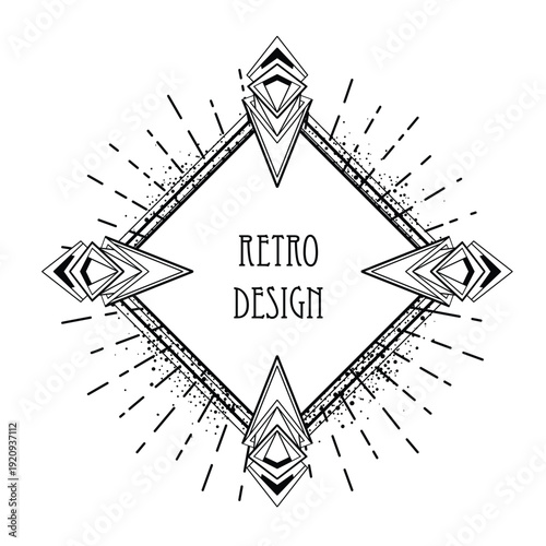 Black and white vector set of decorative Art Deco geometric elements. Elegant line art shapes inspired by 1920s design, perfect for frames, borders, posters, invitations, and coloring projects.